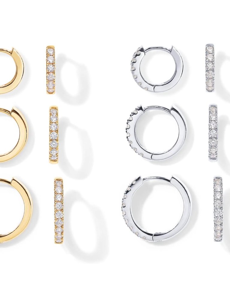 Elegant 3-Pair 14k Gold Plated Sterling Silver Hoop Earrings Set